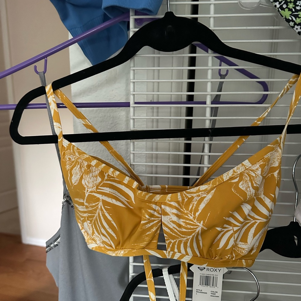 Roxy Mustard Floral Bikini Top